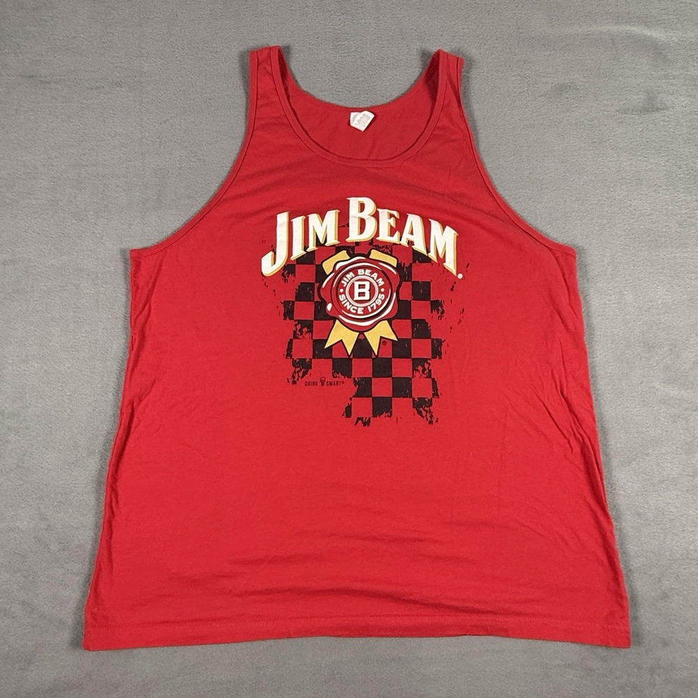 Jim Beam XL‎ Red Tank Retro Vibes Red  Checkerboard